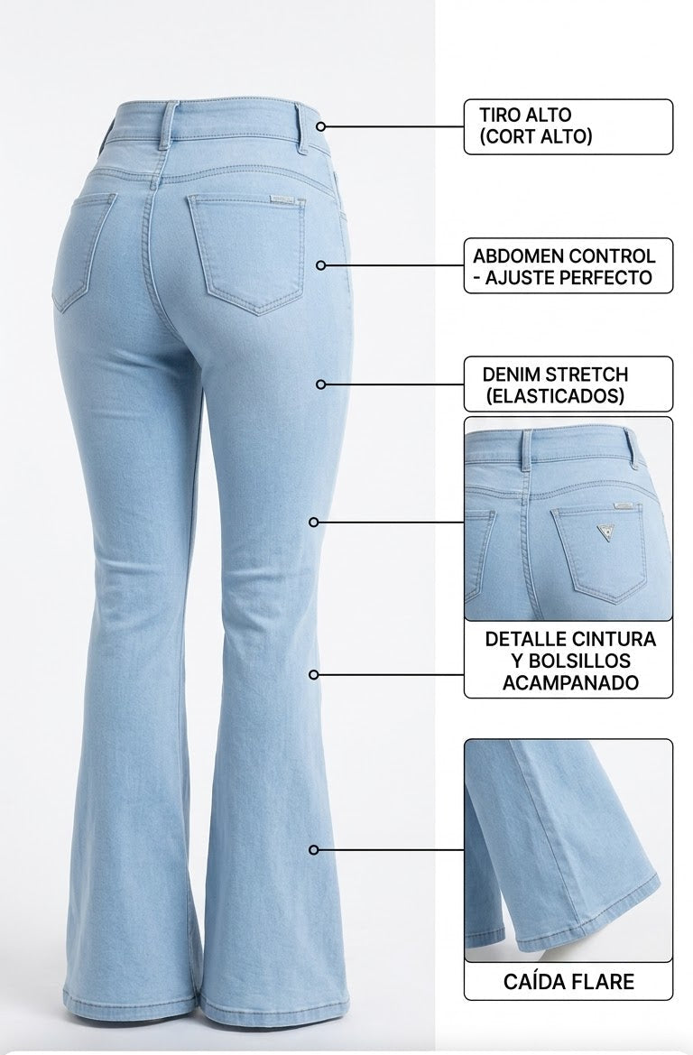 Jeans flare paradisse claro