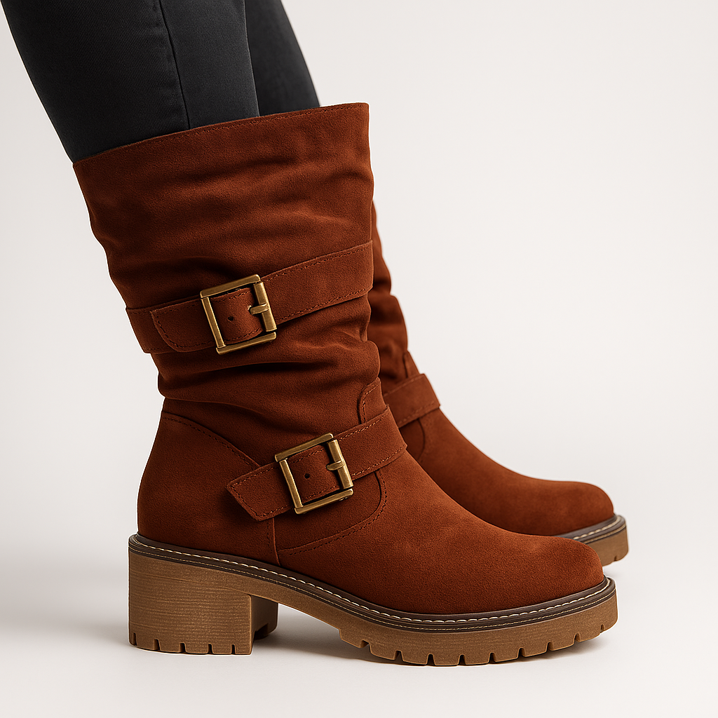 Botas Estefany Cafe con fondo blanco