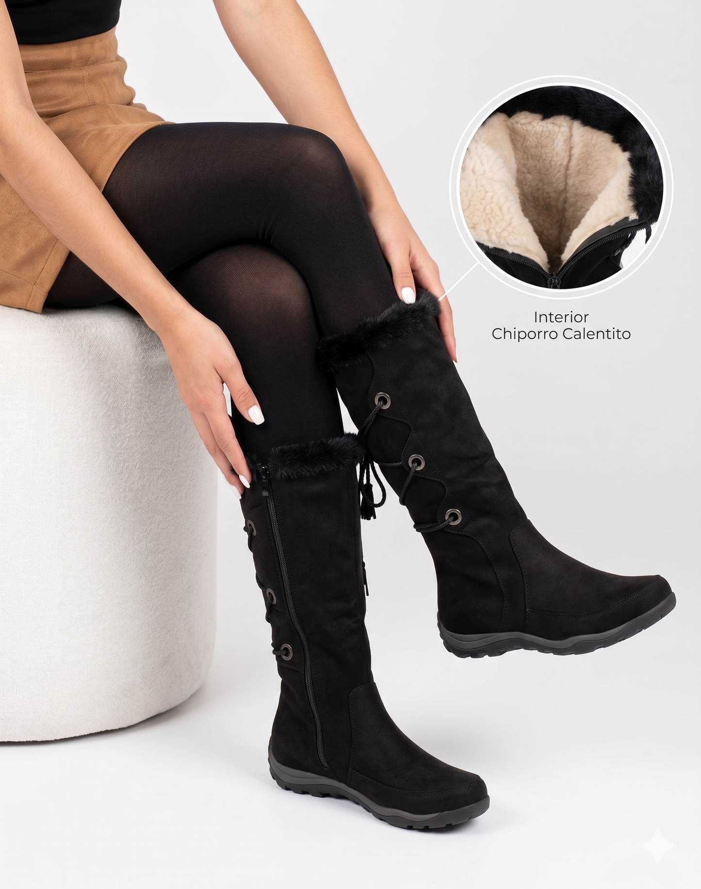 Bota caña media Chiporro Negra Winterlook