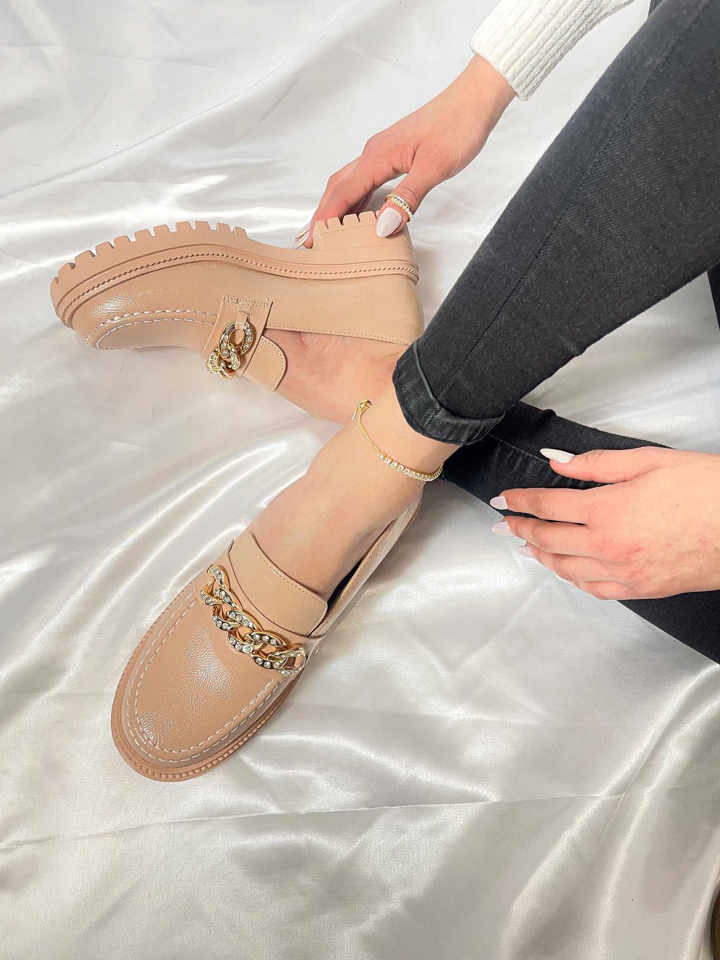 Mocasines JoJo Brillos Nude