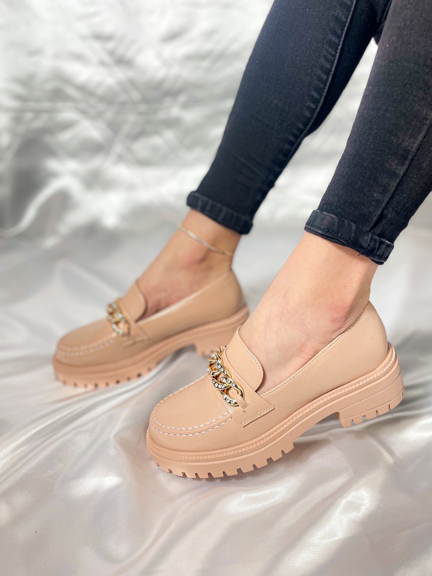Mocasines JoJo Brillos Nude