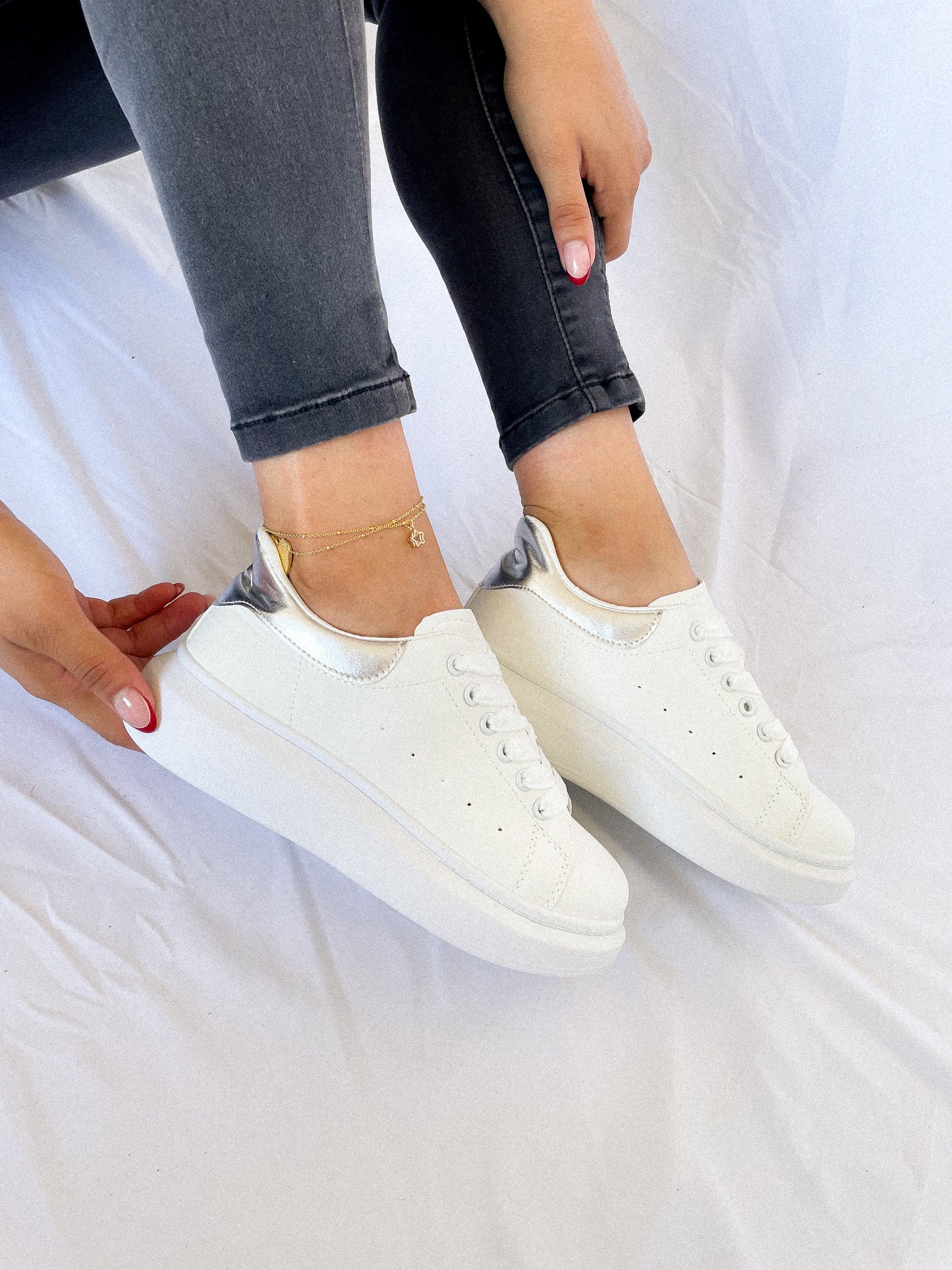 Zapatillas Esme Blanco Plata
