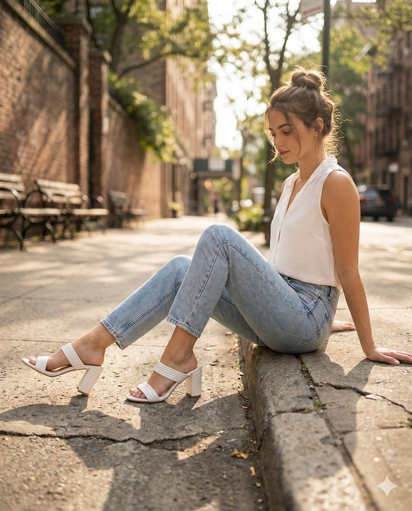 Taco Mule Block Double Strap Blanco