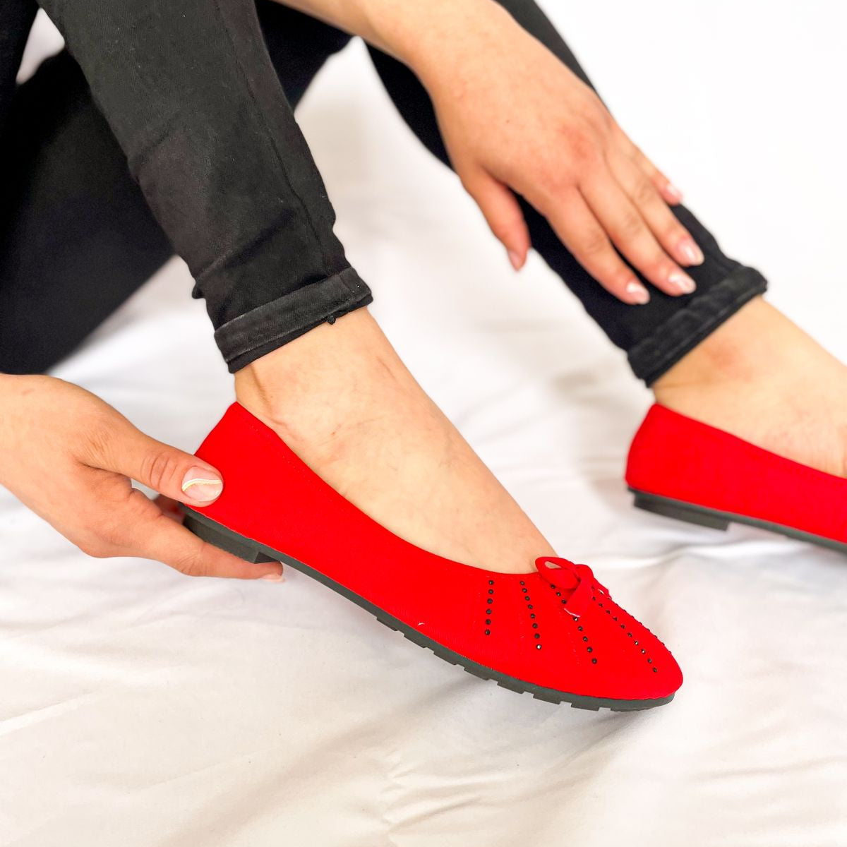 ballet 2345 rojo diseño coqueto ideal para días soleados con material textil