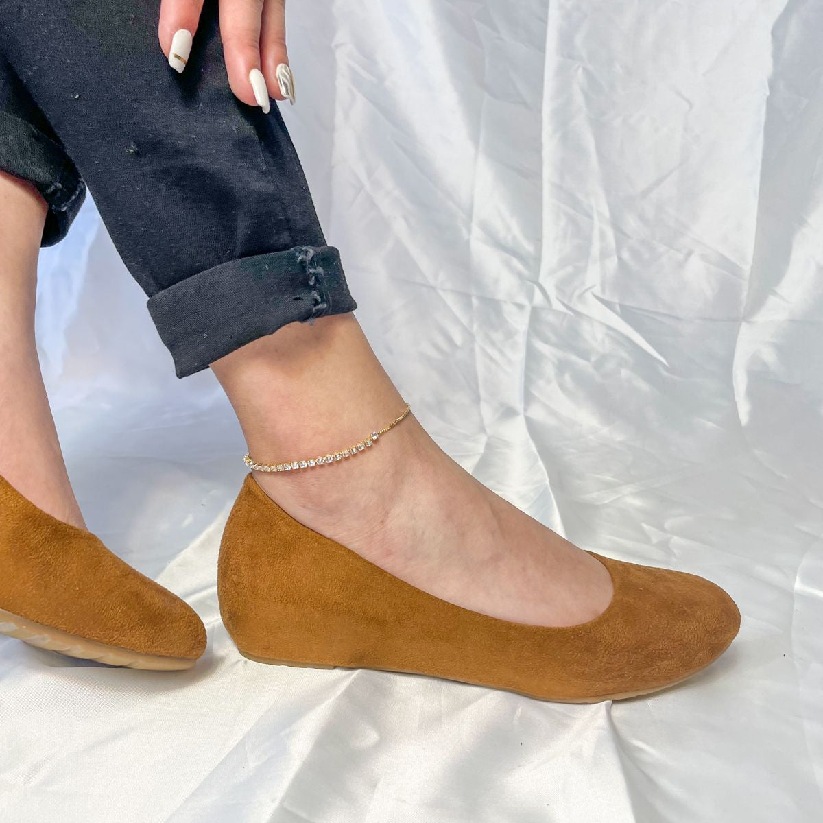 ballets francia camel gamuza suave horma chica diseño elegante