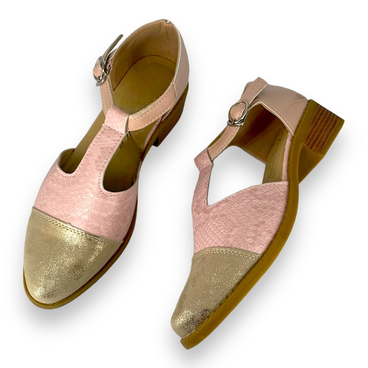 detalle zapatos eliza rosa acostadp