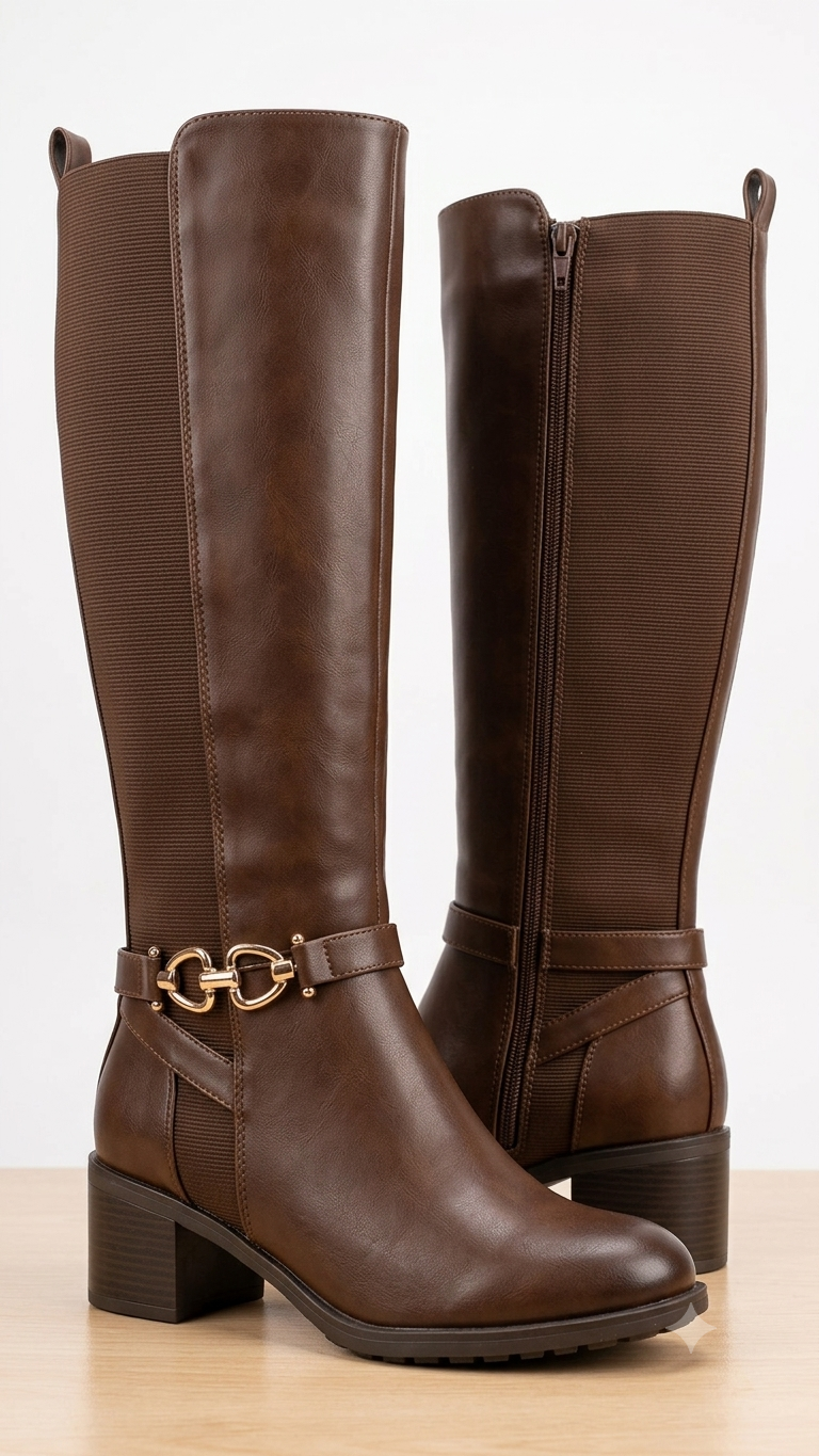 Botas Mafer Cafe Bucaneras - elásticadas hasta 42 cm  de pierna