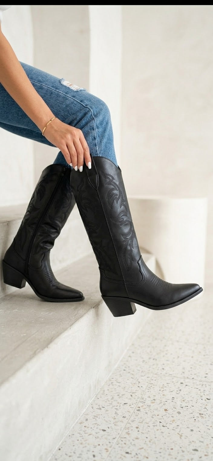 Botas Texanas glamour negro (preventa)