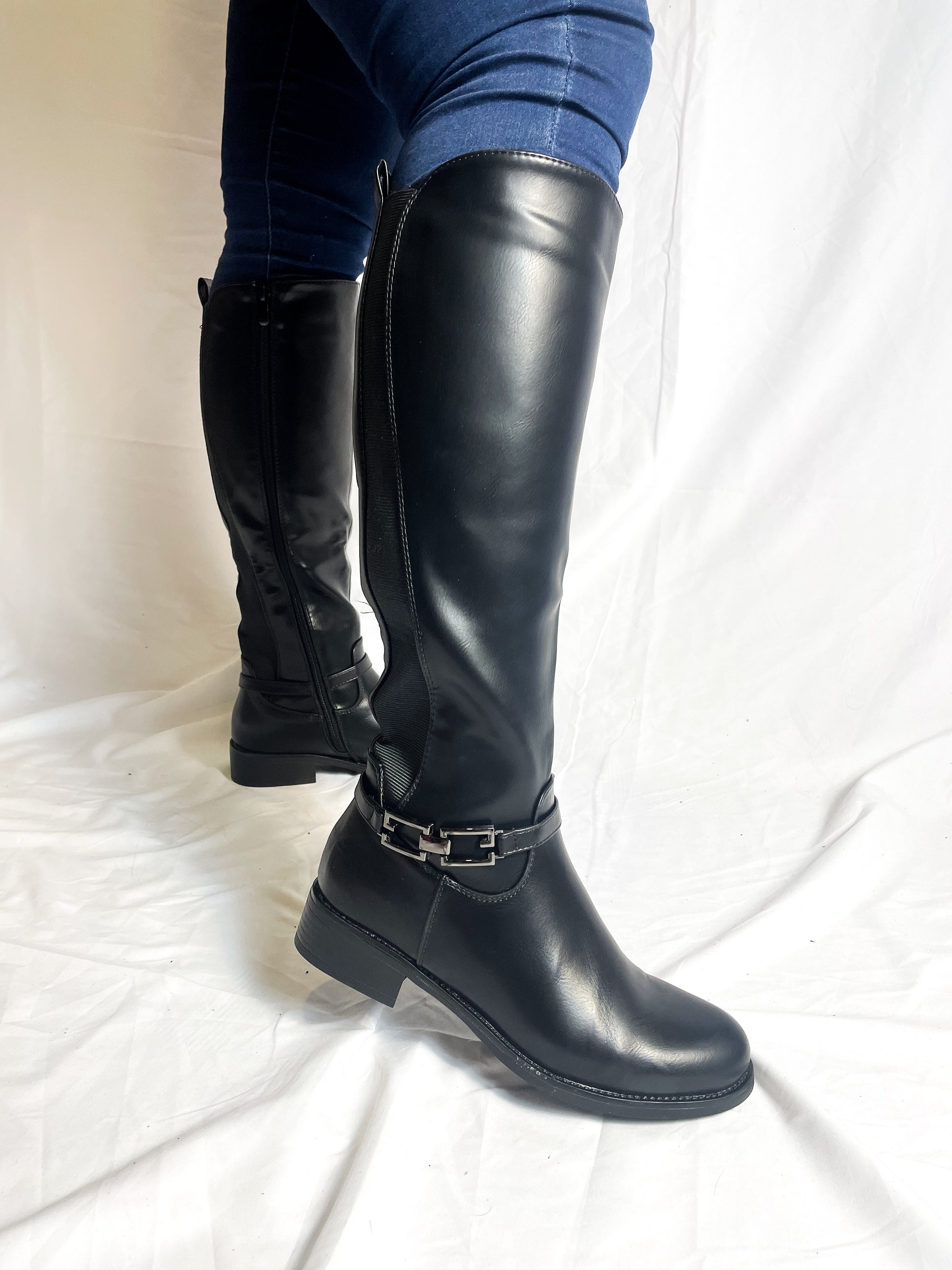 Botas Bucaneras Tania Lux Negro lateral tacon