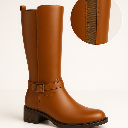 Botas Tania Clásicos Camel con fondo blanco