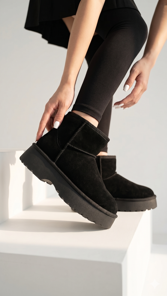 Pantubota Platform Gamuza Minimal Negro