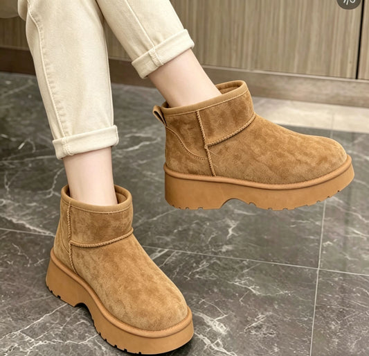 Botín Platform Gamuza Minimal Camel