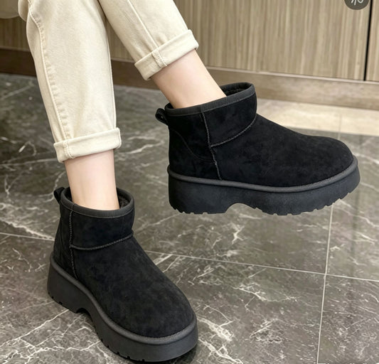 Pantubota Platform Gamuza Minimal Negro