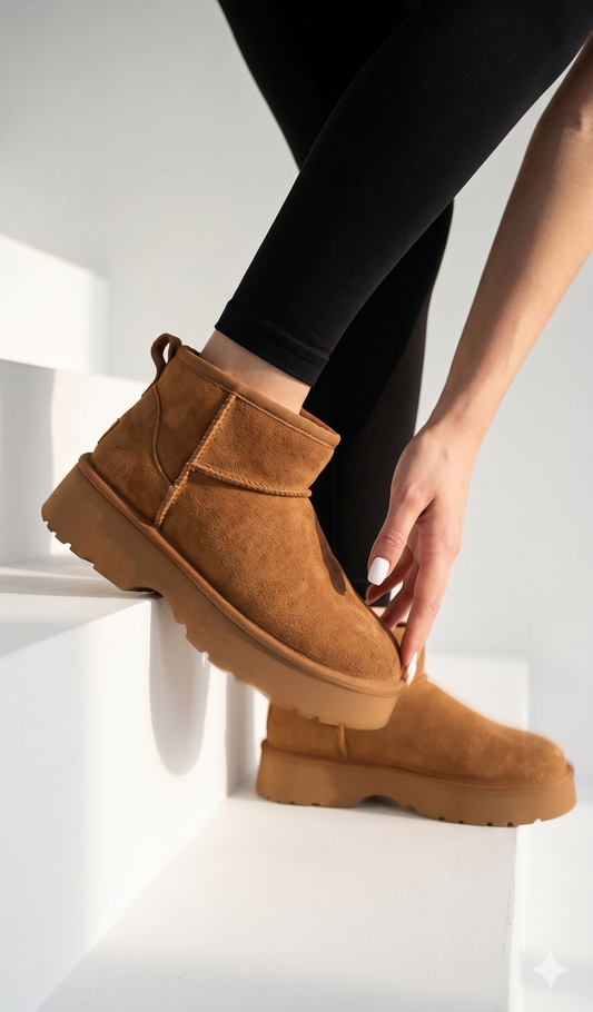 Botín Platform Gamuza Minimal Camel