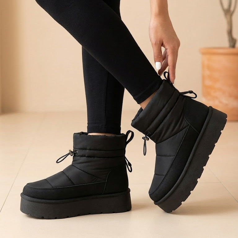 Botin Plataforma Impermeable Negro
