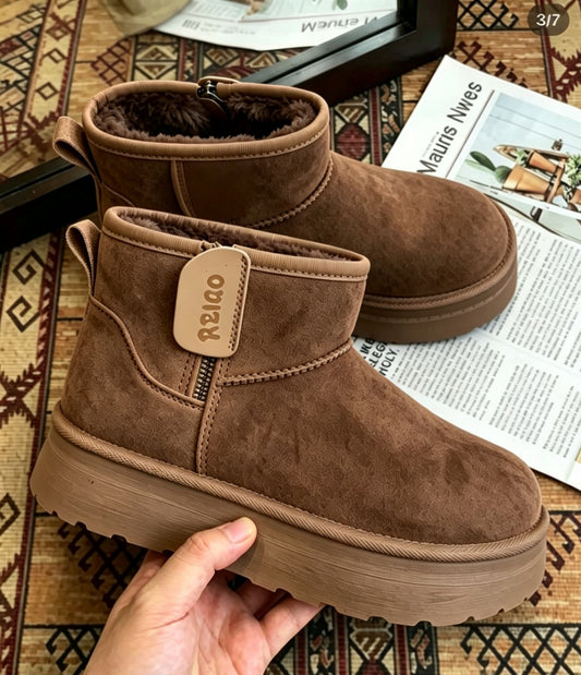 Botín Platform Suede Reiqo Cafe