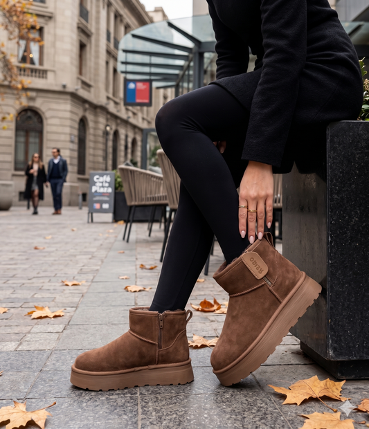 Botín Platform Suede Reiqo Cafe