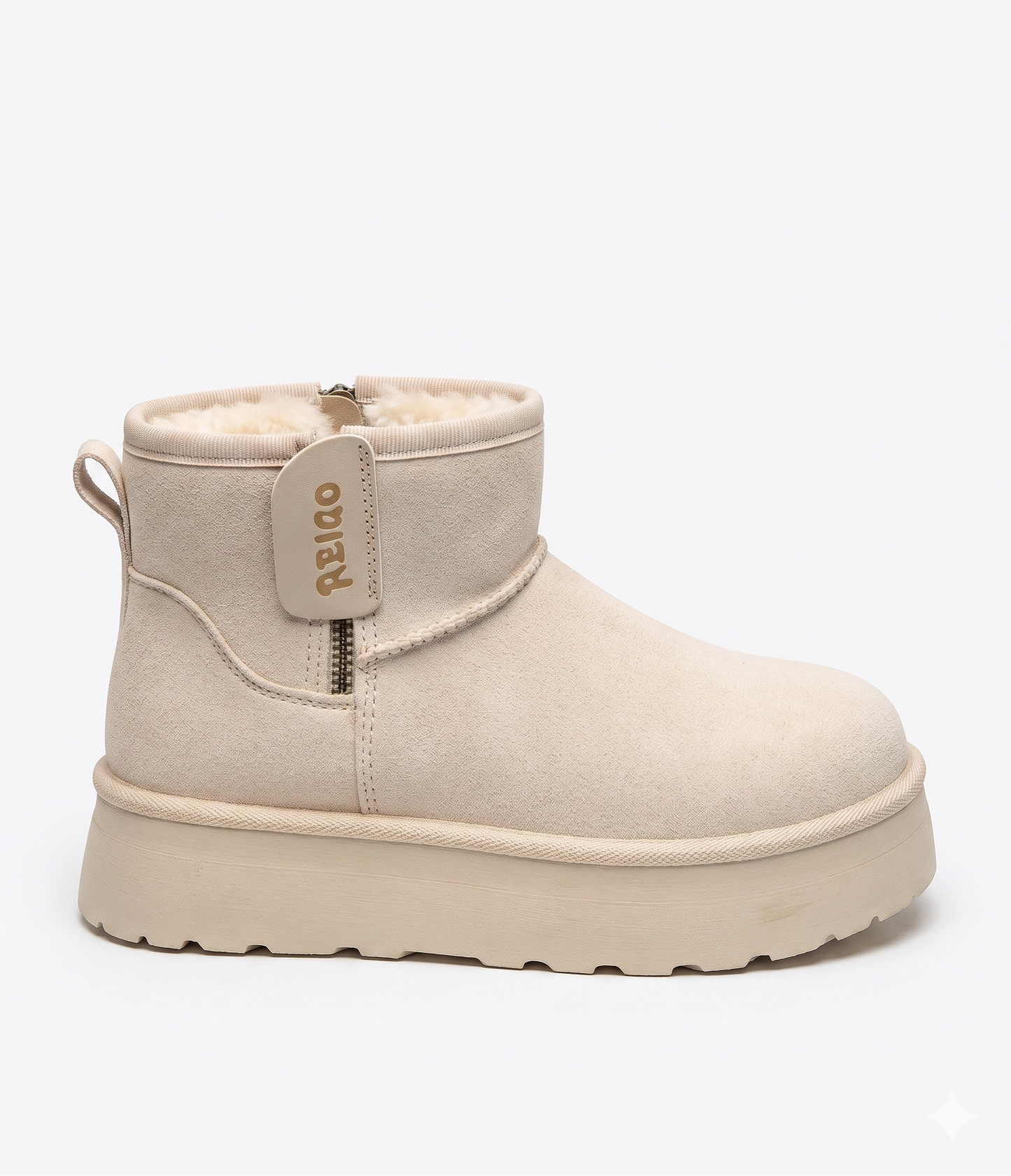 Botín pantubota Platform Suede Reiqo Hueso