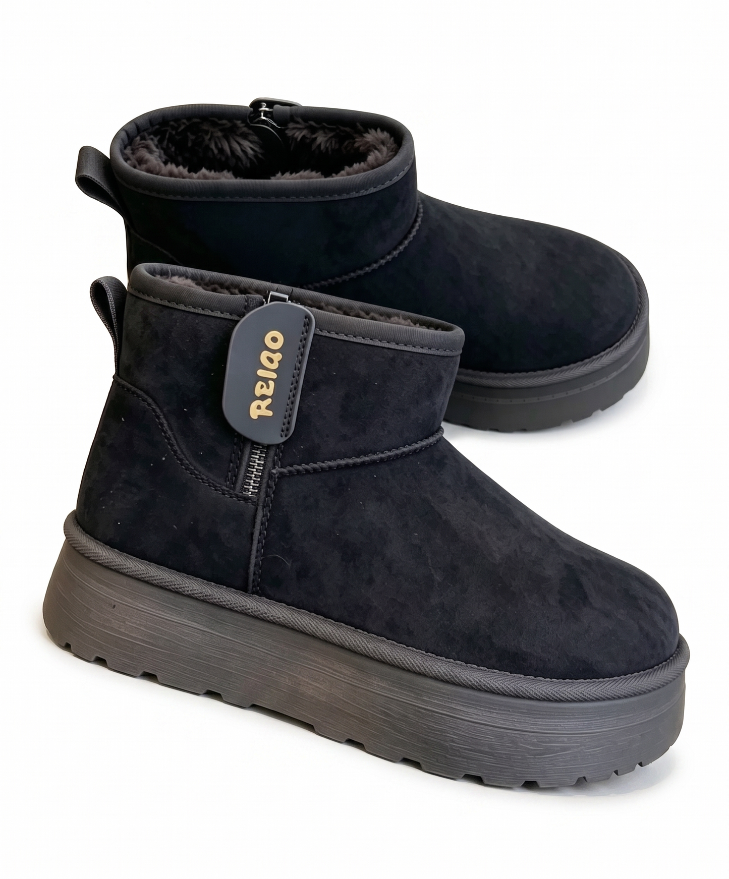 Botín pantubota  Platform Suede Reiqo Negro
