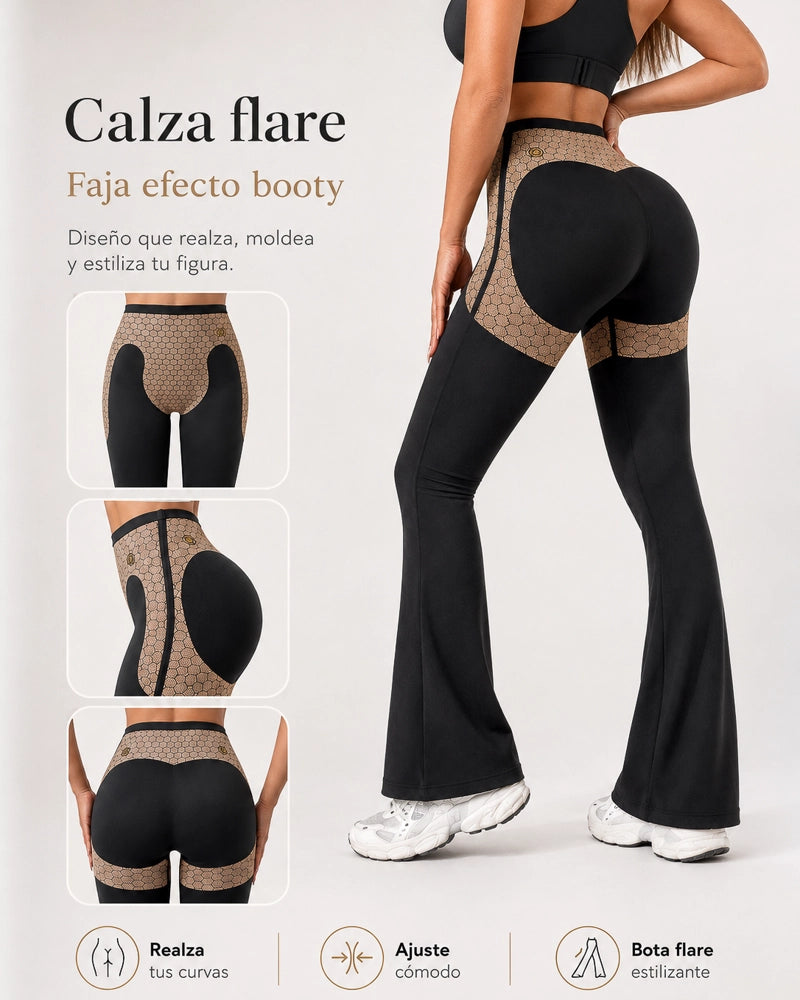 Calza Flare Mujer Faja Alta Moldeadora Levanta Glúteos