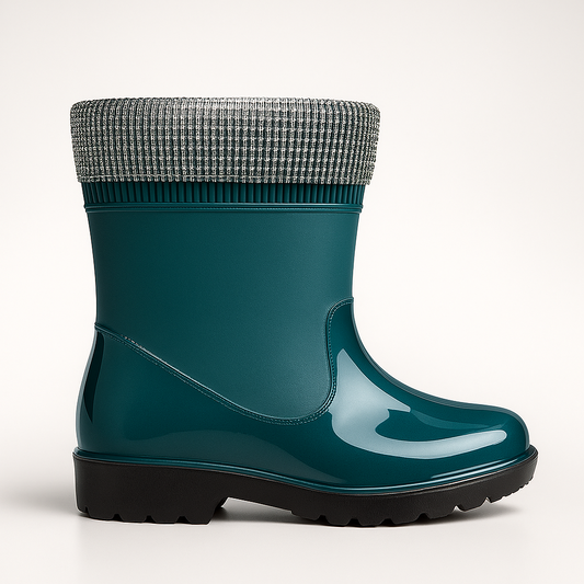 Botas de Agua Brillantes con Puño Glam – Color Verde