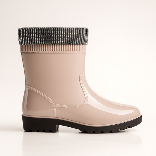Botas de Agua Brillantes con Puño Glam – Color Rosa