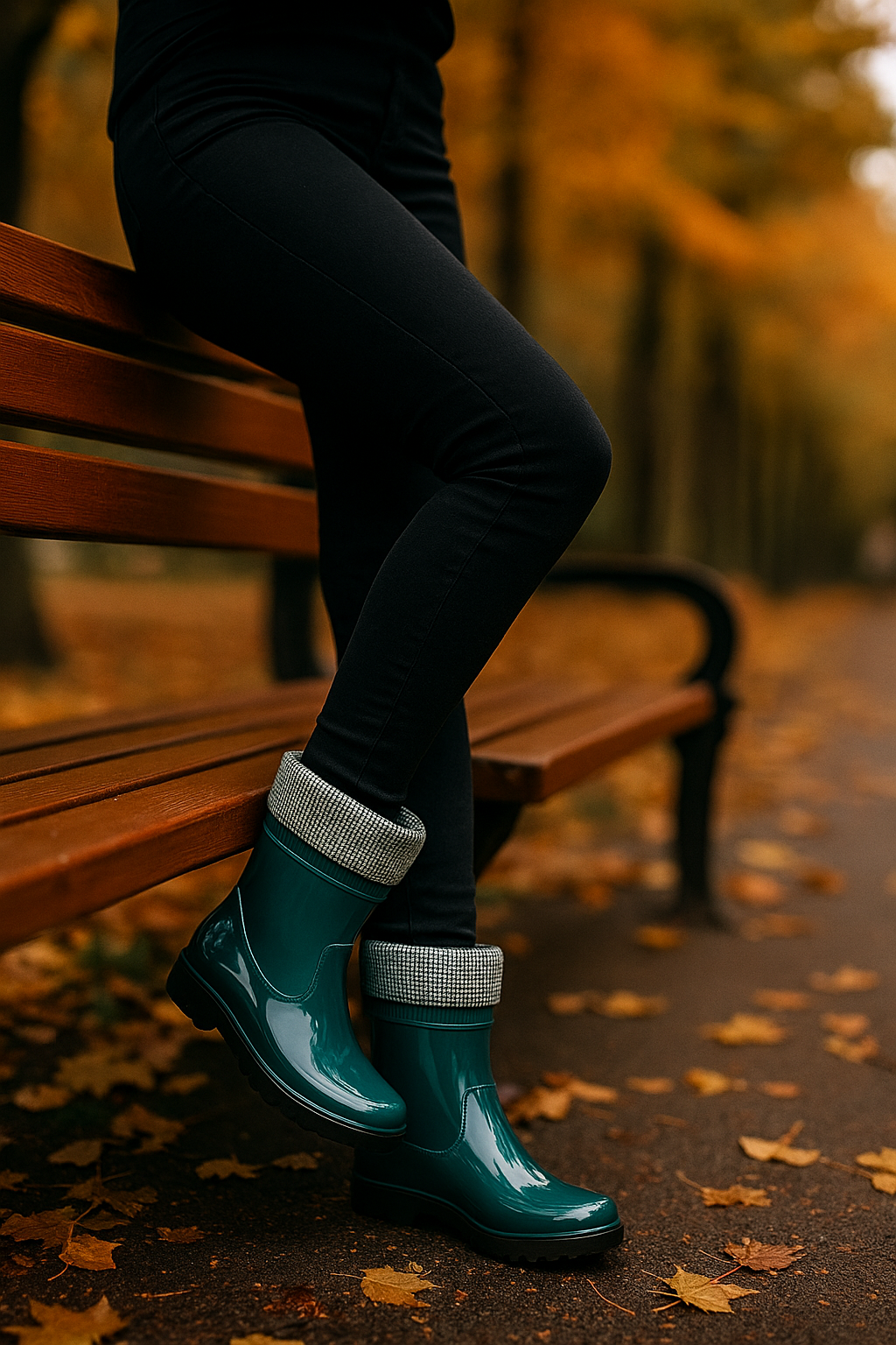 Botas de Agua Brillantes con Puño Glam – Color Verde