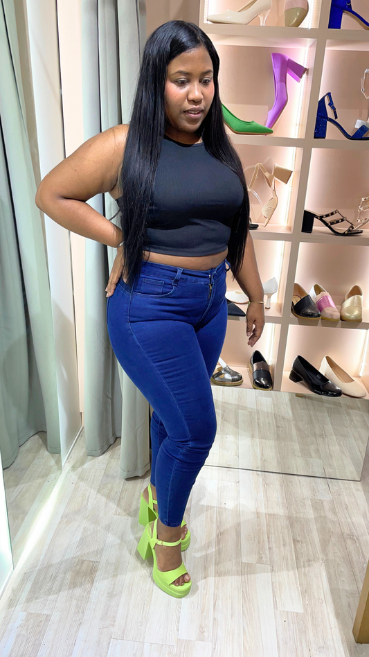 Jeans recto Clásico azul