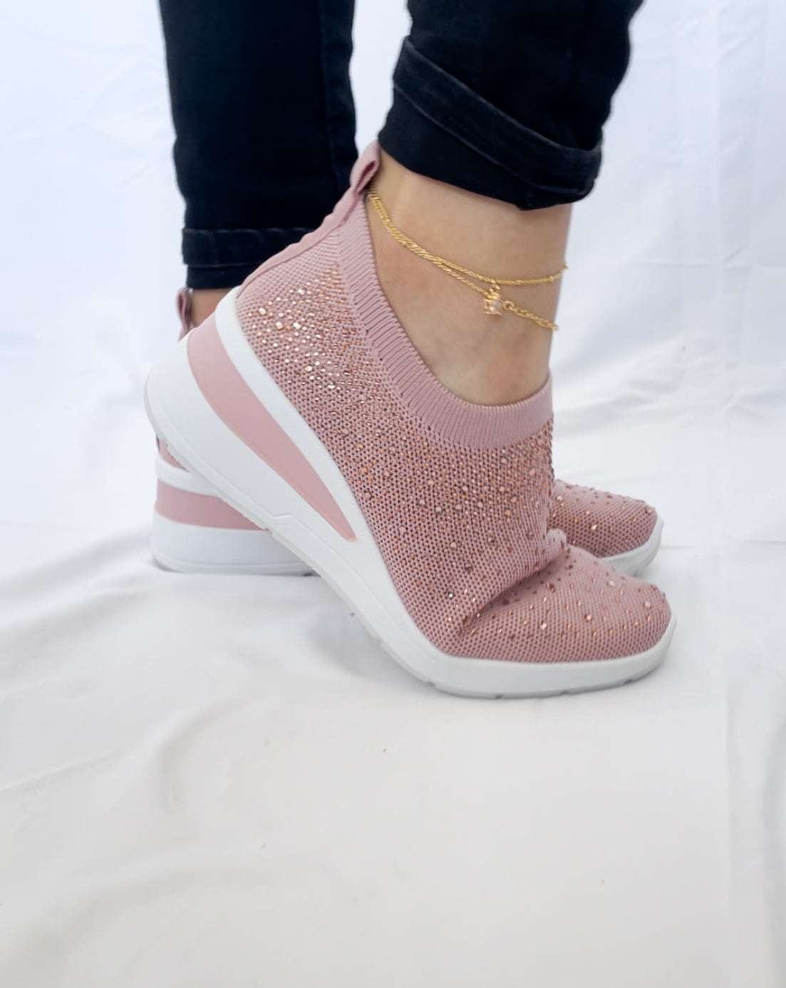 Zapatillas Sam con Brillos Rosa