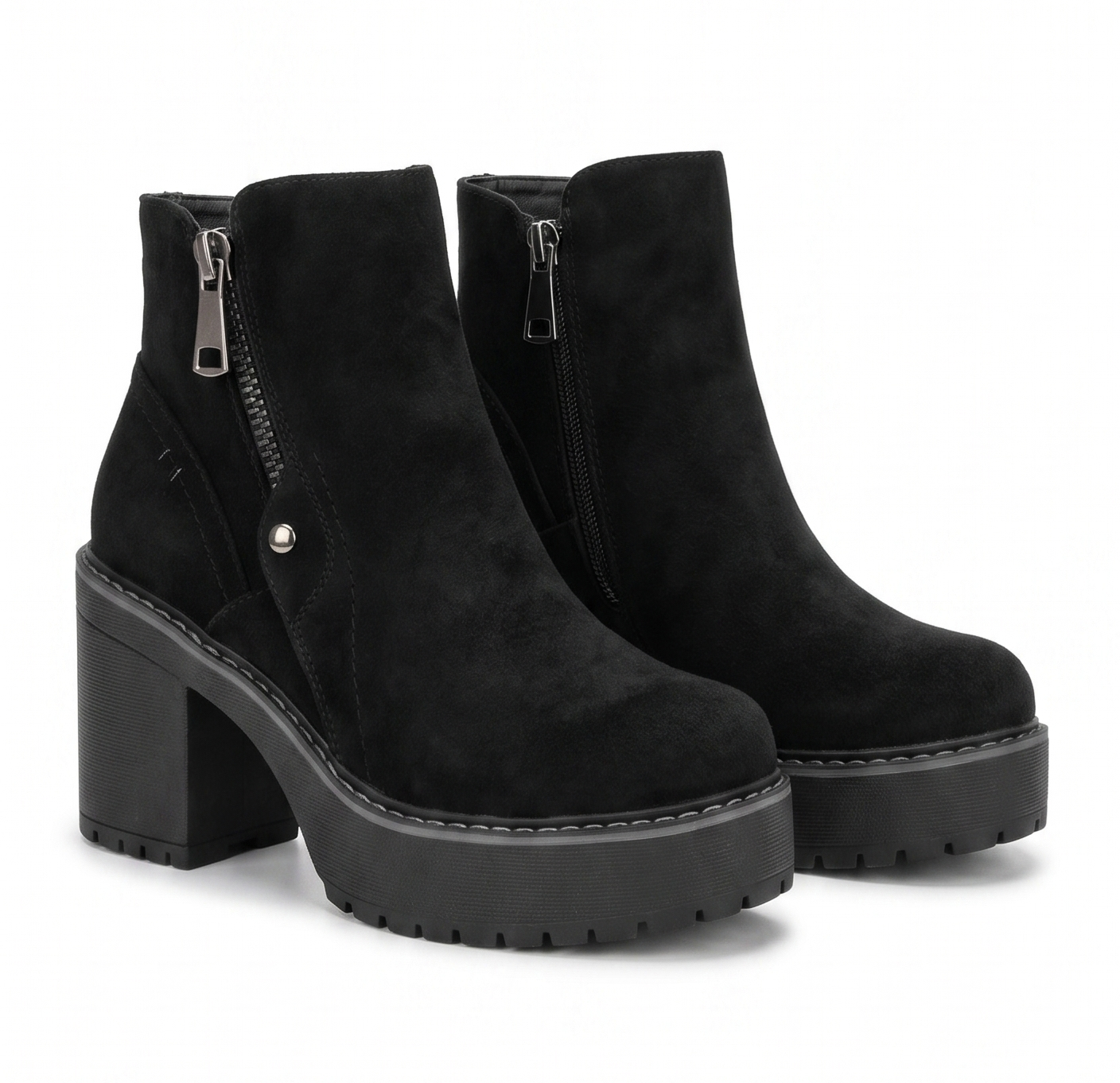 Botin negro con plataforma de reno forrado