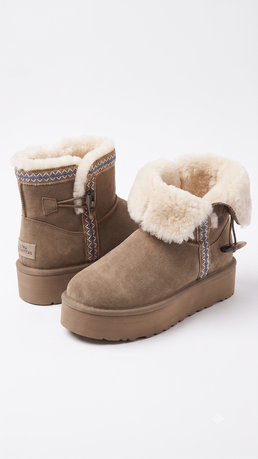 Botin pantubota extra calentita con chiporro color KHAKI  Modelo Rori
