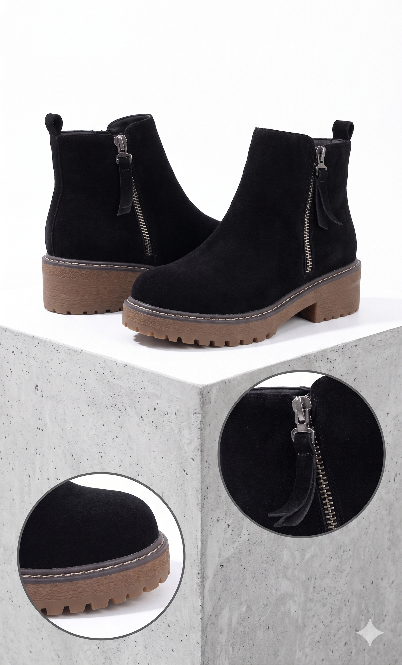 Botin bajo negro  Reno suela de goma modelo Lilly