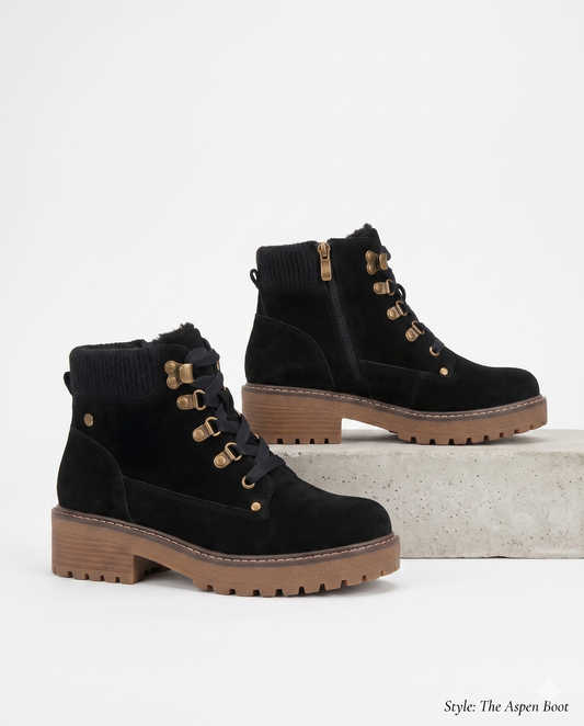 Botin bajo negro modelo maite con cordones