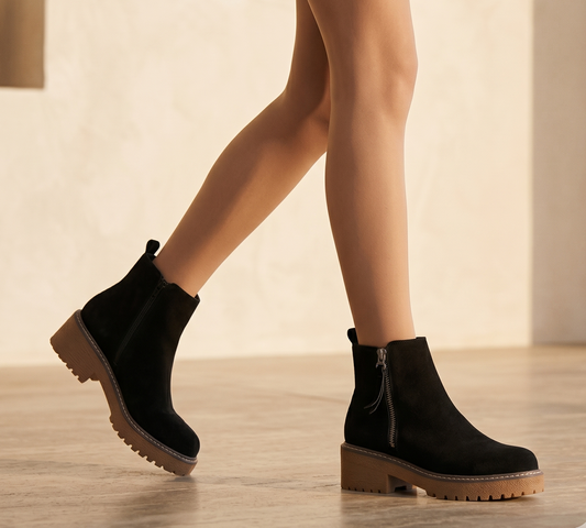 Botin bajo negro  Reno suela de goma modelo Lilly