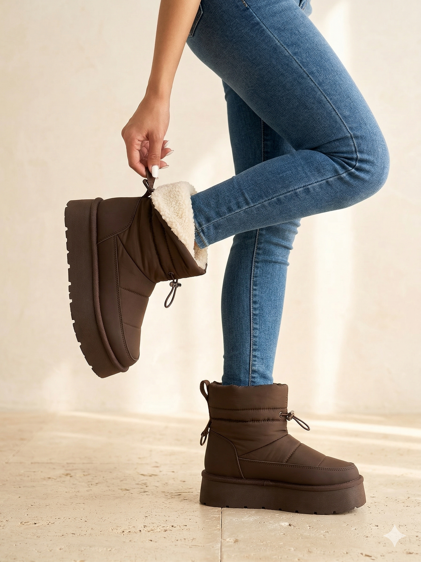 Botin Impermeables con plataforma cafe