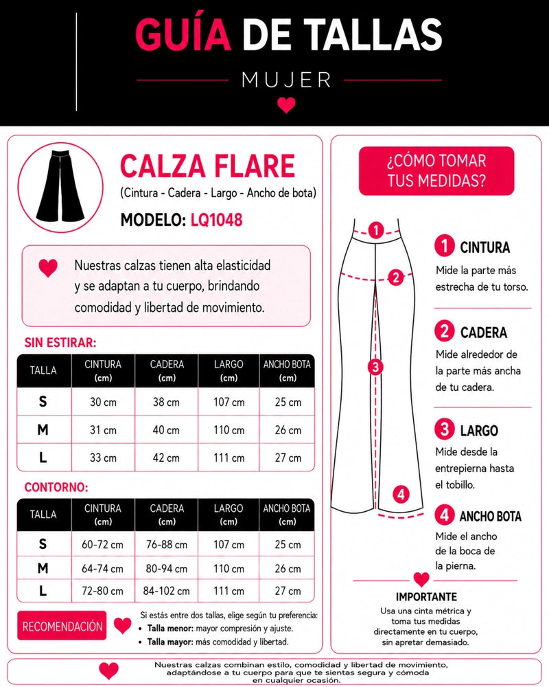 Calza Flare Mujer Faja Alta Moldeadora Levanta Glúteos