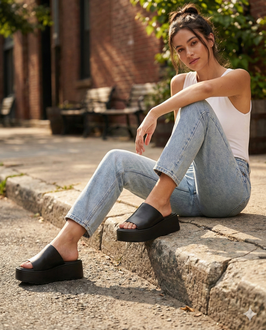 Sandalia Plataforma Minimal Black