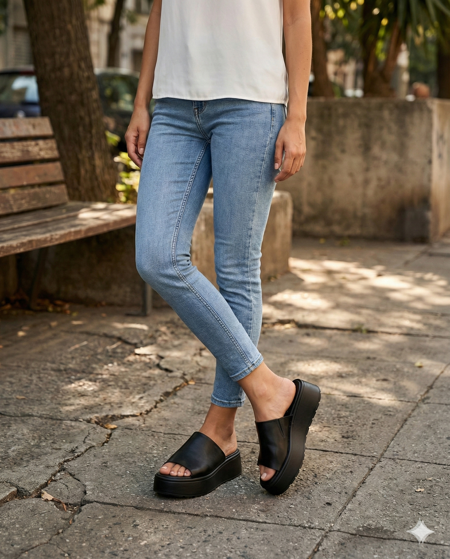 Sandalia Plataforma Minimal Black