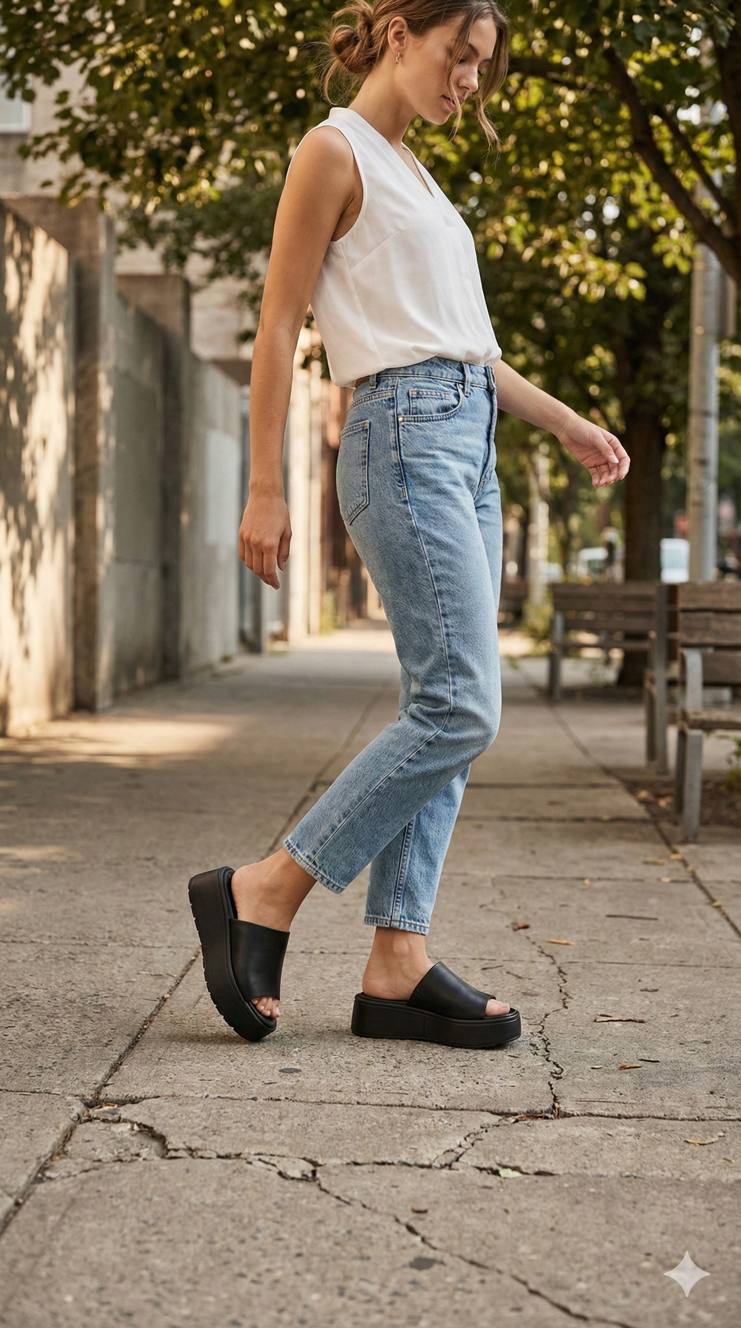 Sandalia Plataforma Minimal Black