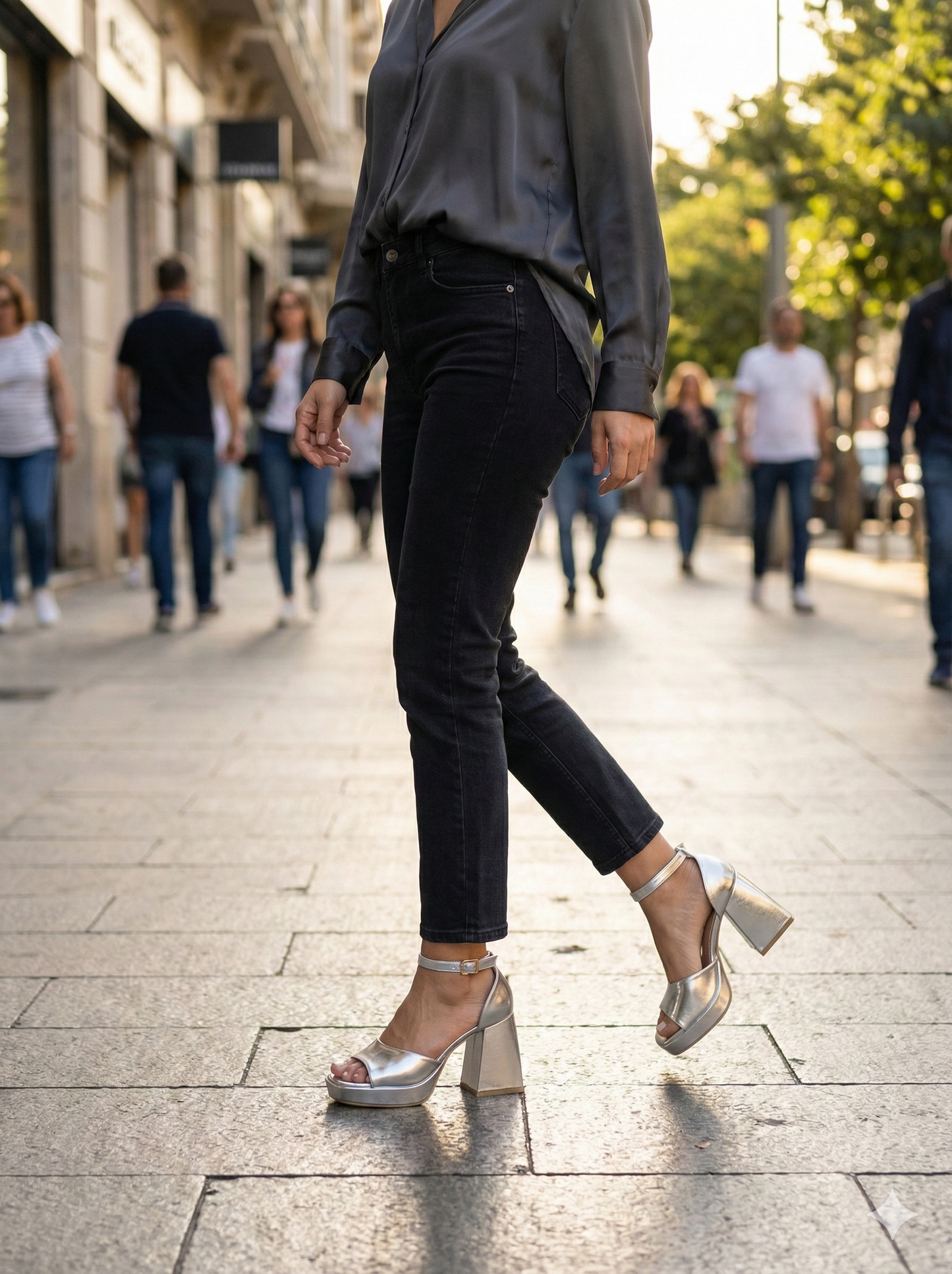 Sandalia Plataforma Silver Glam