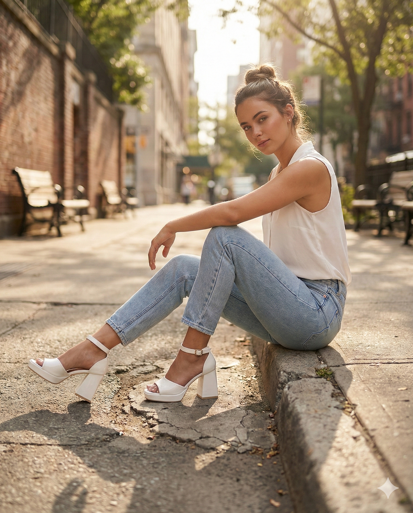 Sandalia Plataforma White Glam