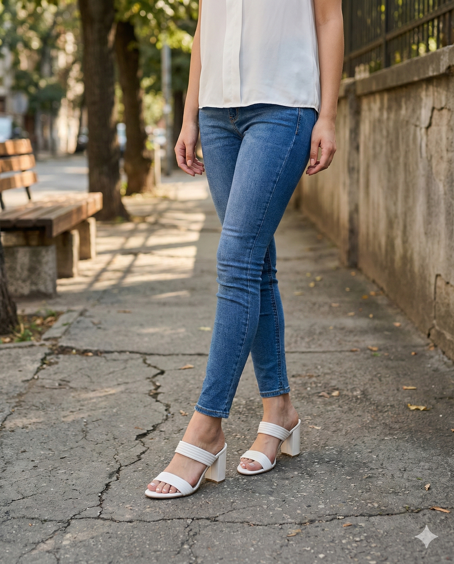 Taco Mule Block Double Strap Blanco