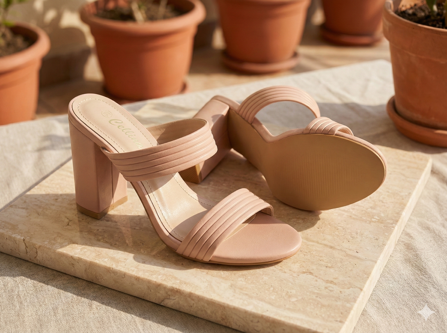 Taco Mule Block Double Strap Rosa