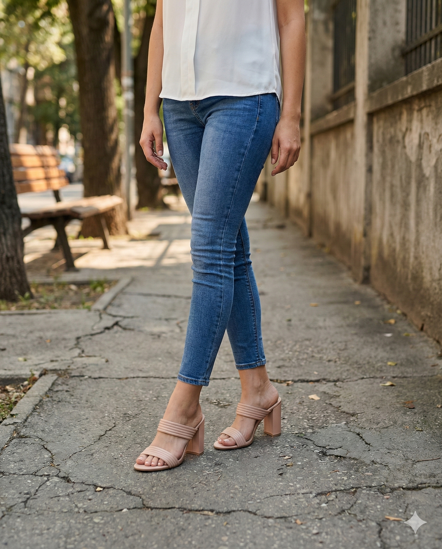 Taco Mule Block Double Strap Rosa