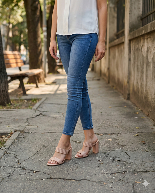 Taco Mule Block Double Strap Rosa