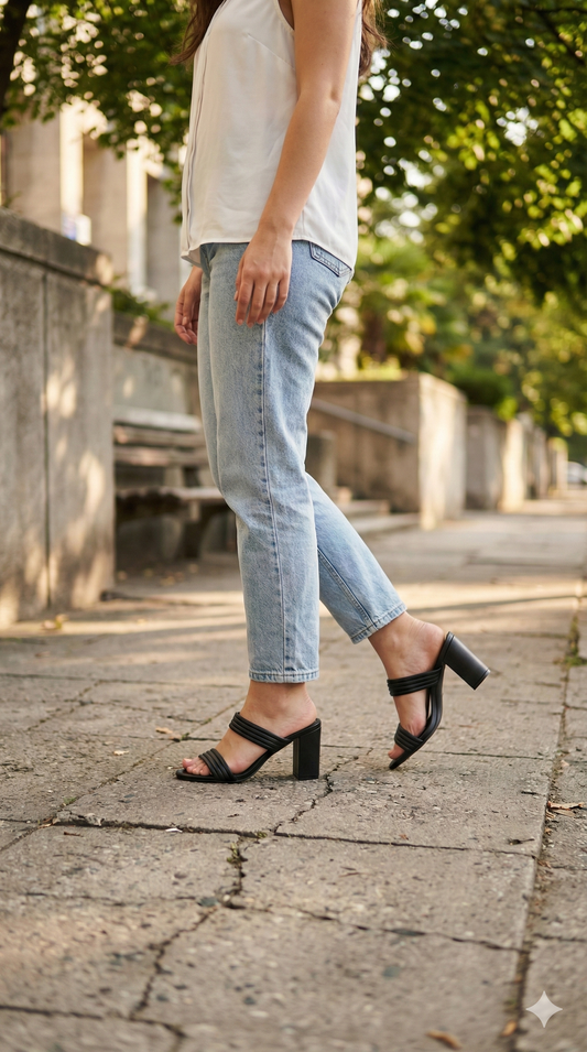 Taco Mule Block Double Strap Negro