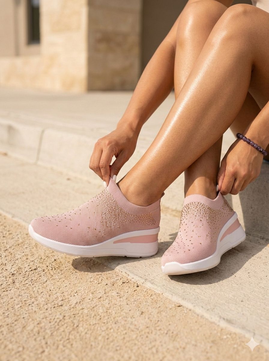 Zapatillas Sam con Brillos Rosa