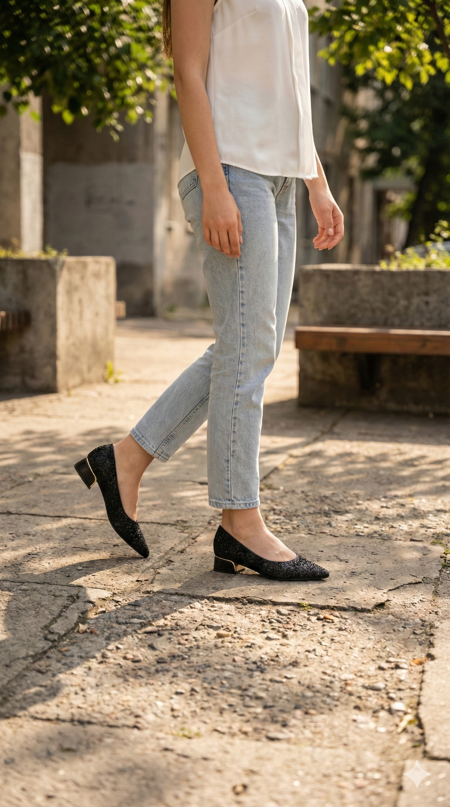 Zapato Reina Glitter Glow Negro