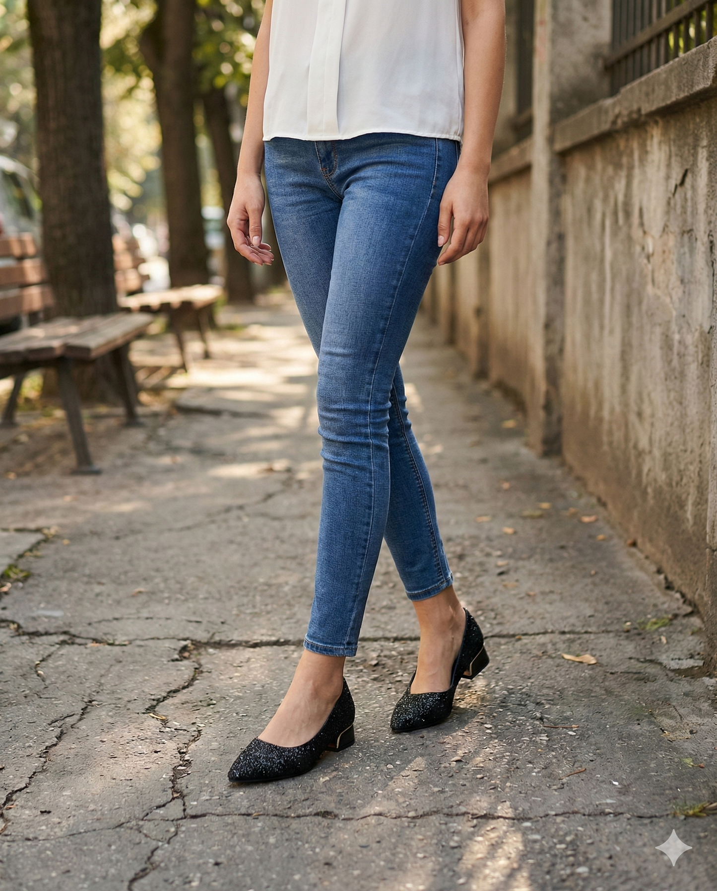 Zapato Reina Glitter Glow Negro