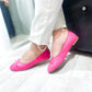 ballet rosa calzado textil elegante vista superior mostrando detalles